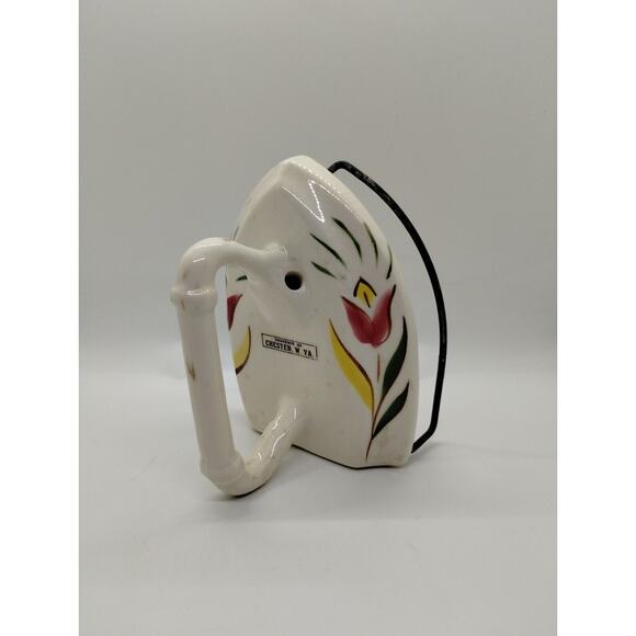 Vintage Ceramic Napkin Holder - Flat Iron Shape - Chester, W.Va. - Tulips - Picture 3 of 7